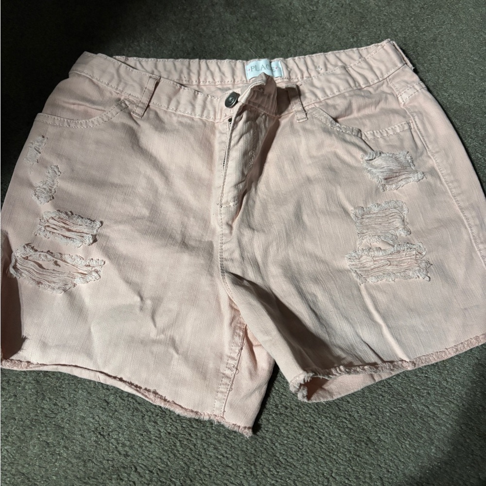 The Children's Place Light Pink Distressed Jean Shorts